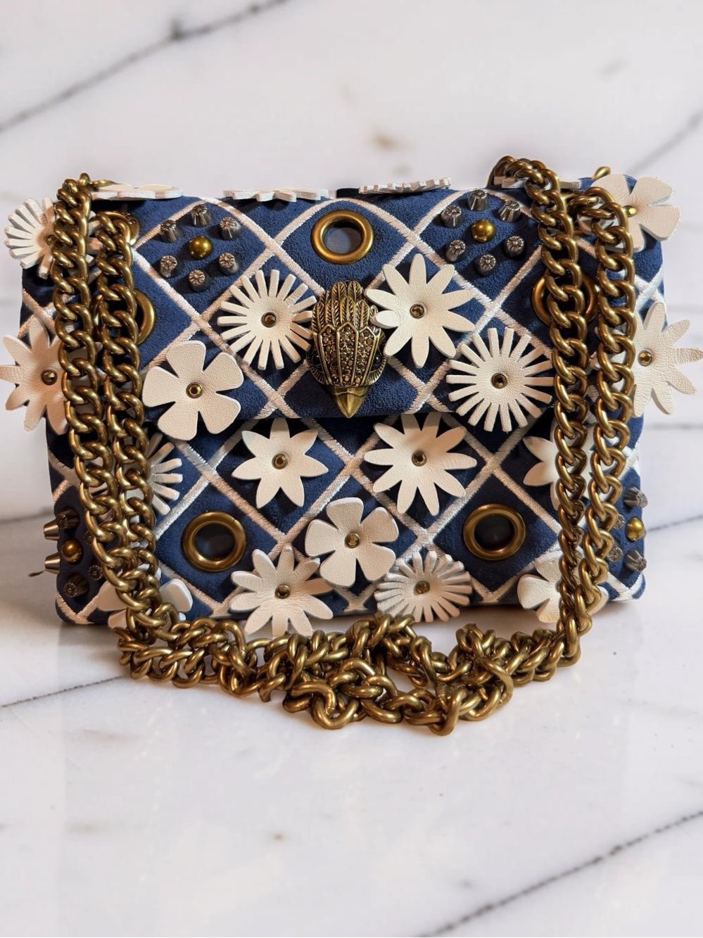 Kurt Geiger Mini Kensington Floral Appliquéé Leather